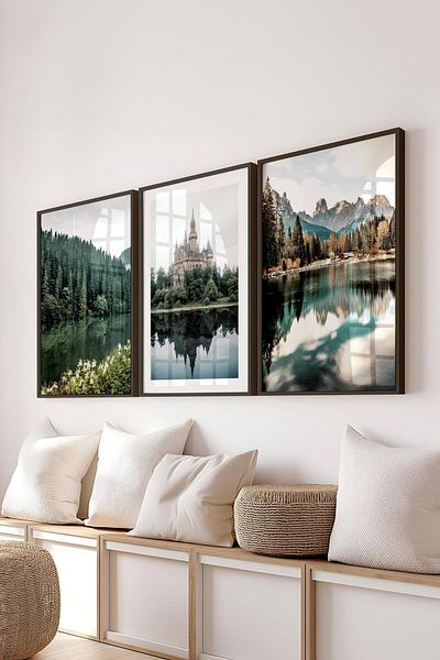 Postifull Set de pictură cu cadru negru, pictură murală școala vrăjitorilor, set de 3 posteri, nr:300714