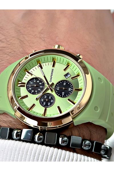 Chaperone Green Color Sports Silicone Functions Active Men Wrist Watch+Bracelet by Reward