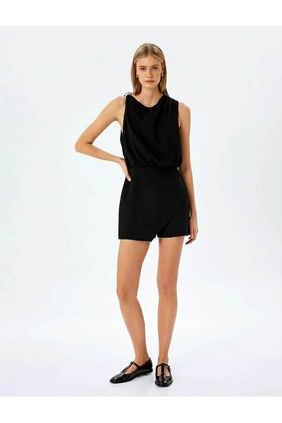 Koton Sleeveless Shorts Jumpsuit with Slim Fit Accessory Detail