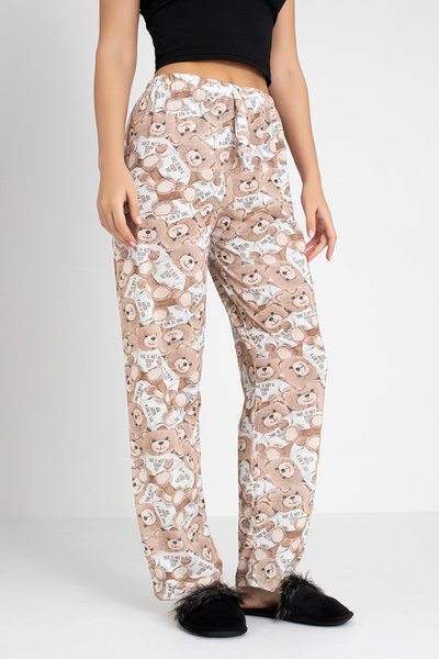 DONEX Cotton Thin Breathable Fabric Ribbon Waist Detail Printed Women's Sleepwear Bottoms Without Pockets