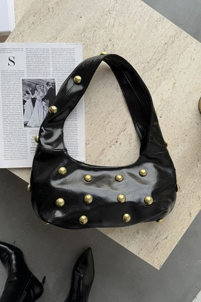 LEONAS Elegant shoulder bag with decorative buckle detail oslo black