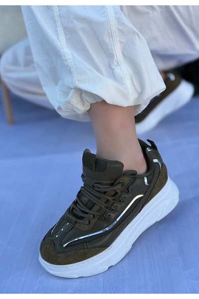 ED KLAS Imkea Green Suede Sneakers with Silver Detail