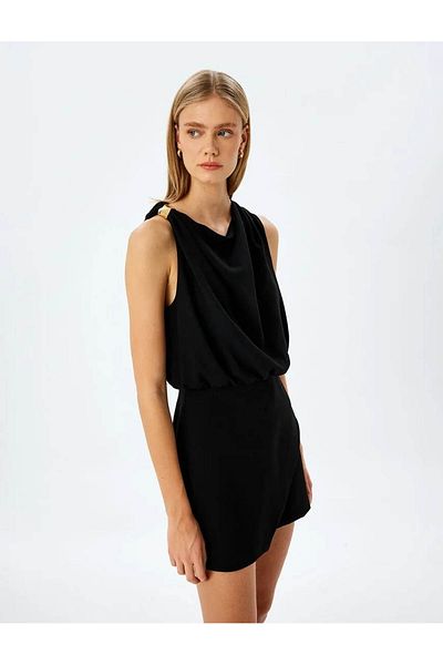 Koton Sleeveless Shorts Jumpsuit with Slim Fit Accessory Detail
