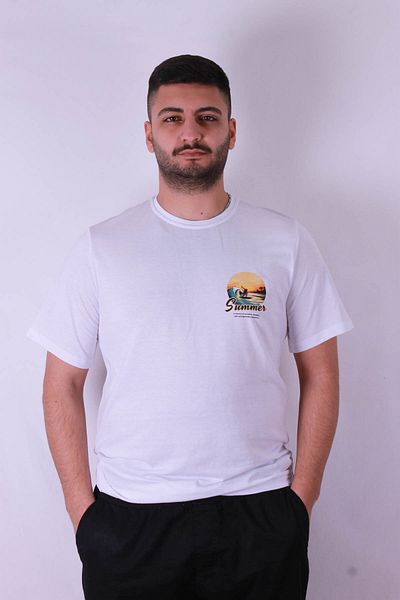 trender Tricou alb pentru bărbați cu imprimeu Summer Surfing