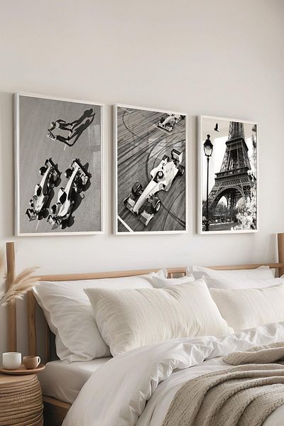 Postifull Set de pictură cu cadru alb, pictură de perete, set de 3 posteri, nr:300732