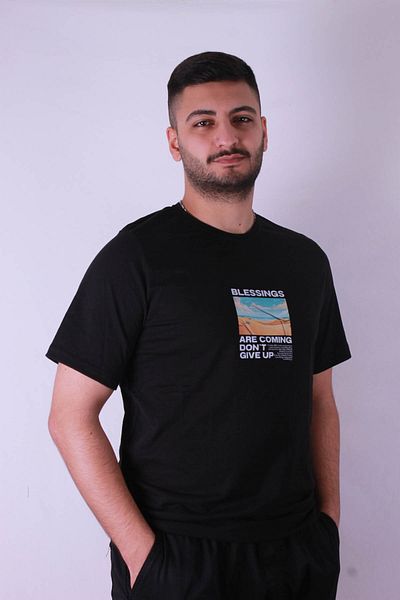 trender Blessings Print Black Men's T-Shirt
