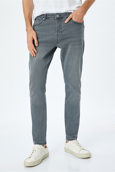 Koton Pantaloni de jeans pentru bărbați Michael Skinny Gri 5sam40051ıd