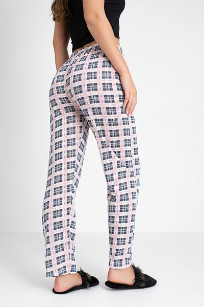 DONEX Cotton Thin Breathable Fabric Ribbon Waist Detail Printed Women's Sleepwear Bottoms Without Pockets