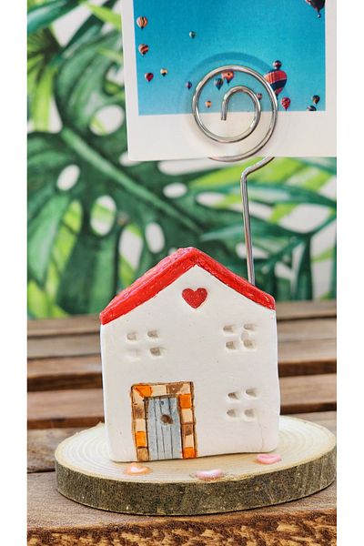 Rota Hediyelik Cute Home Note Photo Picture Holder with Red Roof