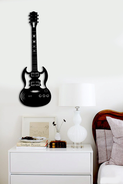 Black Wood Guitar Wall Decor Painting