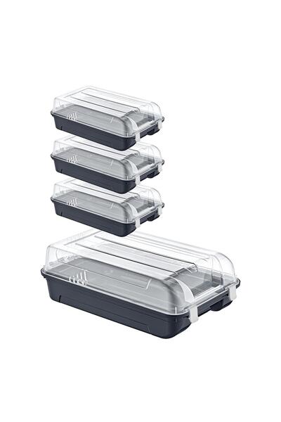 Smartware Set of 4 Men's Shoe Storage Boxes with Transparent Covers and Smart...