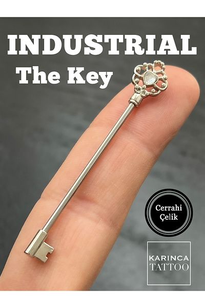 Karınca Piercing Key Lock Elite Industrial Ear Bridge Rhinestone Piercing