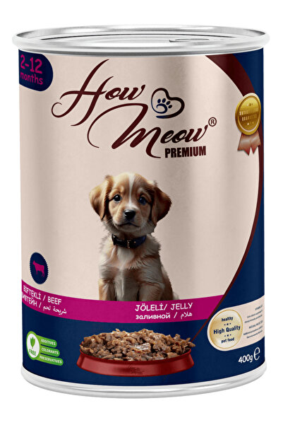 how&meow 12 Adet Jöleli Parça Etli Yavru Köpek Yaş Maması Biftekli 400 gram