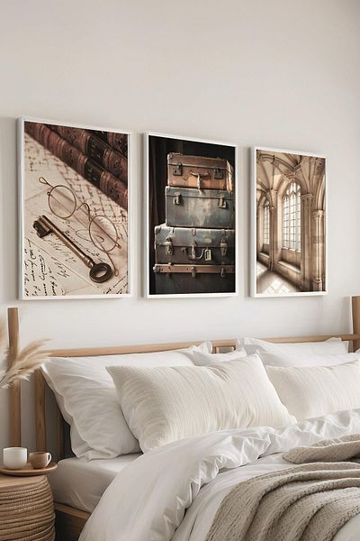 Postifull Set de pictură cu cadru alb, pictură de perete V aniversare a școlii vrăjitorilor, set de 3 posteri, nr:300694
