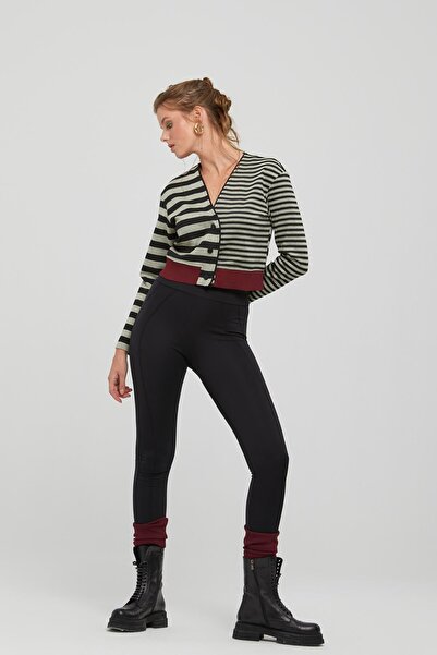 Naar Yellow Striped Regular Fit Women's Cardigan - Long Sleeve Naar91618-Yellow