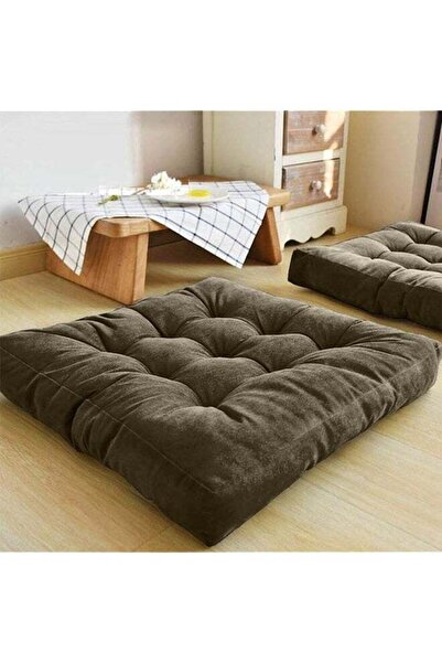 House One وسادة مربعة مزخرفة من المخمل الناعم بألوان جذابة - بني غامق