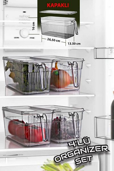 MEDUSHOP 4-Piece Cabinet Organizer with Lid and Handle and Drainer