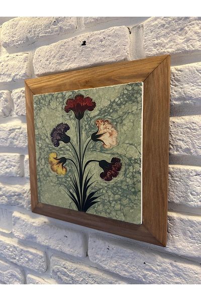 woodhomeworks Панел за картина с масивна рамка от естествен камък и мрамор 26x26 см