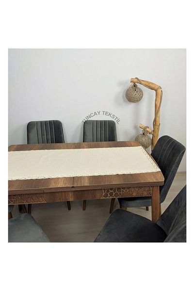 TUNCAY TEKSTİL Kopenaki Lace Runner Ranır Βαμβακερό λινό Buldan Handwork Τραπέζι ορθογώνιο κάλυμμα τραπεζιού 50x150