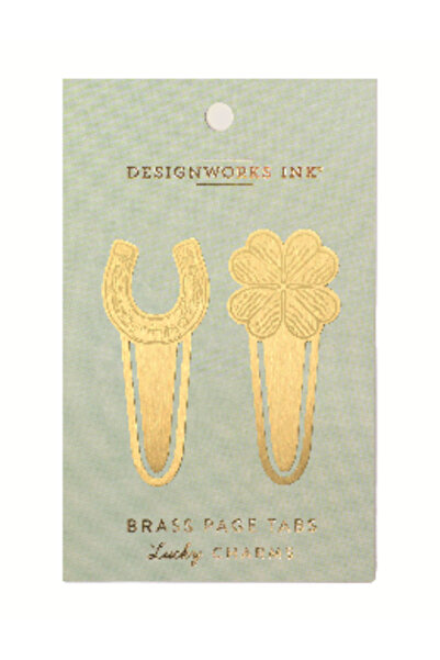 designworks ink Brass Page Tabs Lucky Charms Set Of 2 2 Li Metal Kitap Ayracı
