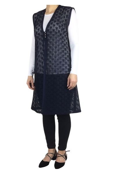 ECE GİYİM Women Lace Front Three Button Long Vest