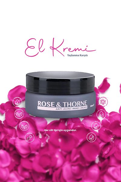 ROSE & THORNE Hand Cream - Intensive Treatment with 100% Natural Rose Water and Hyaluronic Acid, Argan Oil |   50ml