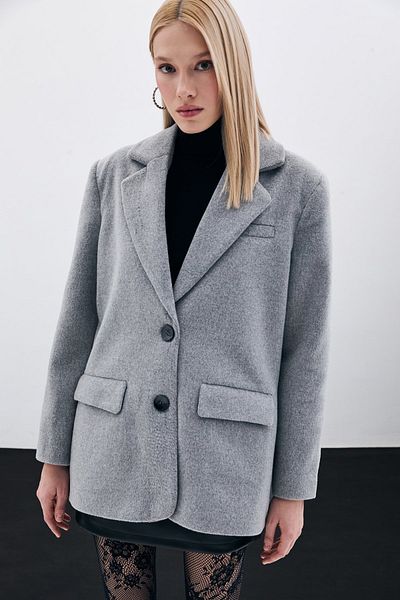 Sateen Jachetă cu nasturi - Antracit