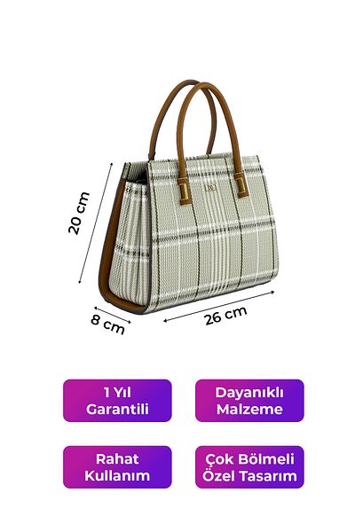 KRISTE BELL Plaid Patterned Beige Women's Shoulder Bag - 7254