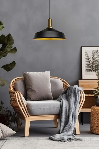 Bamyum Asletl 40 cm Hängelampe Metall E27 Schwarz
