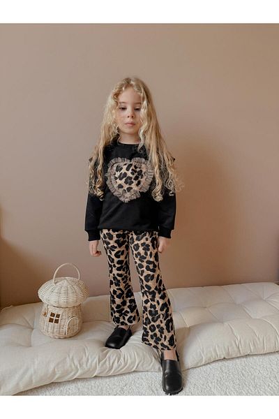 YİGİT BUTİK Set de jos și de sus pentru fete Yigit Boutique cu jambiere leopard