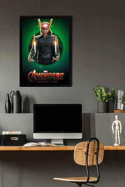 Saturn Loki Framed Picture - Marvel Avengers Movie Poster Art Print