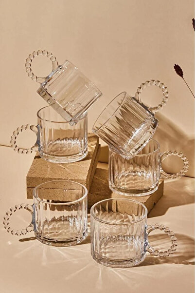 Mirilliahome كوب زجاجي مكون من 6 قطع مع مقابض، طقم فناجين قهوة زجاجية