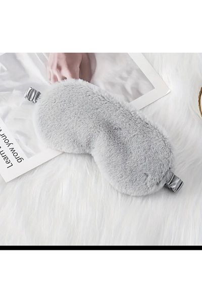 SS HOME CONCEPT Gray Plush Rabbit Feather Sleeping Eyes, Sleeping Headband, Eye Patch
