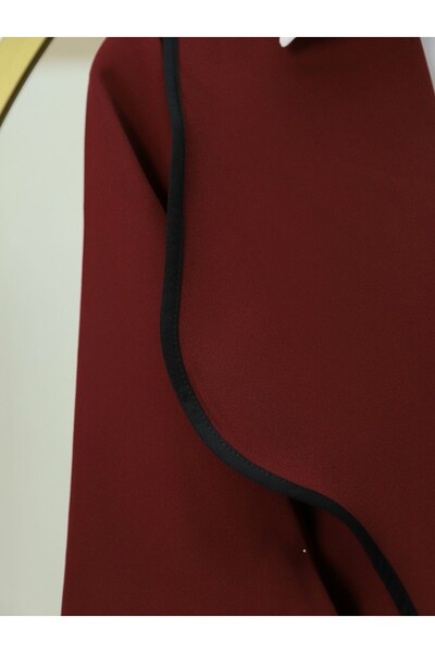 Modamorfo Burgundy Belt and Ribbed Trousers Set