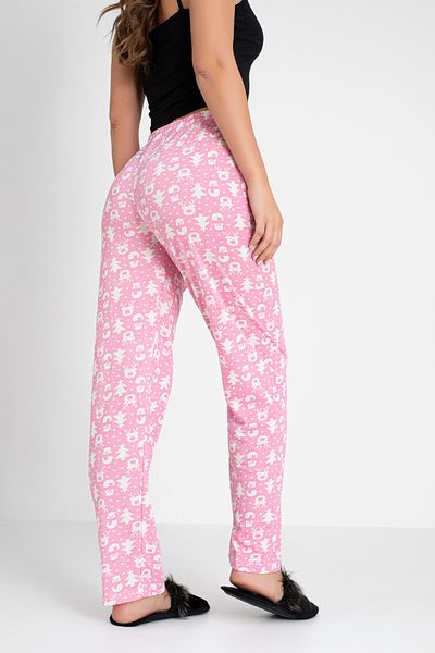 DONEX Cotton Thin Breathable Fabric Ribbon Waist Detailed Printed Women's Pajamas Bottom