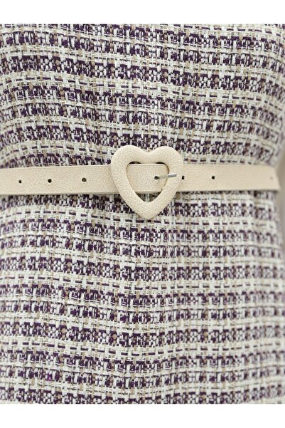 Modamorfo V Neck Tweed Gilet - Plum