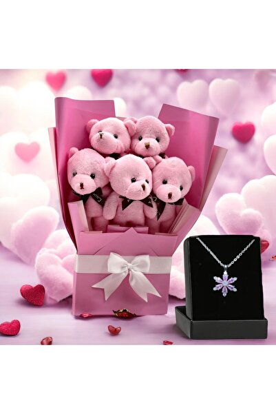 Masalsı Concept 14 Şubat Sevgililer Günü Hediyesi Ayıcık Buketi ve Zarif Koly...