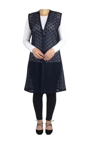 ECE GİYİM Women Lace Front Three Button Long Vest