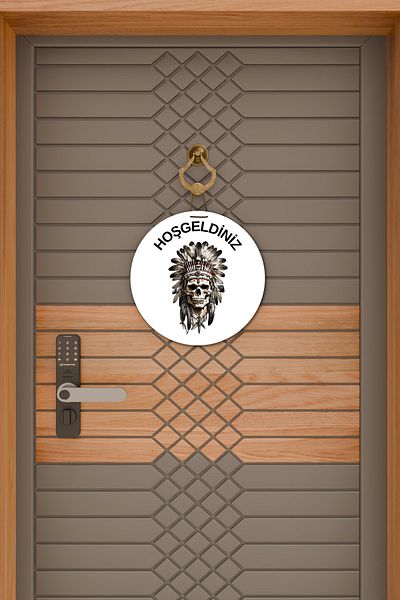 Rugmood Modern Door Ornament White Floor Skull Native American Outdoor Door Ornament