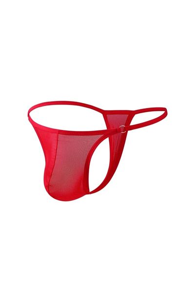 Shimmer Look Men's Red Tulle Thong Underwear
