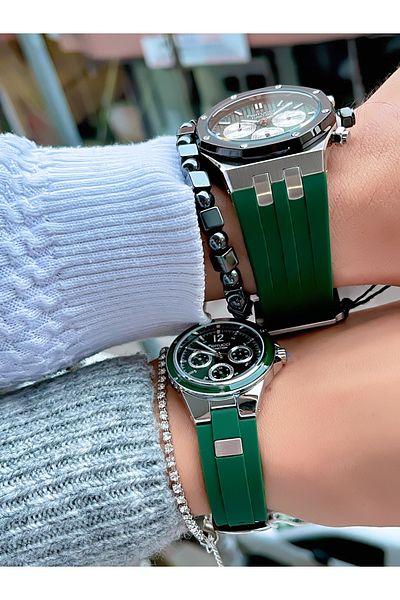 Ferrucci Function Silicone Cord Lover's Pair Wristwatches 3 Atm Waterproof 2 Years Warranty