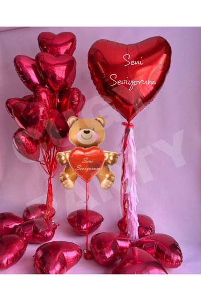 CUGY Valentine's Day Anniversary Bear and Heart Balloon Celebration Set