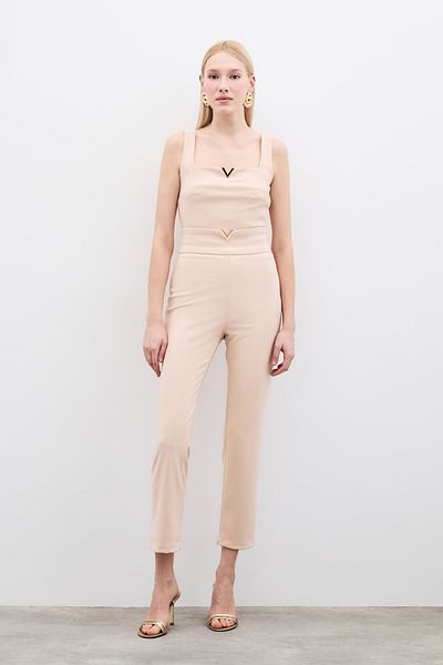 Sateen Pants with Beige Colored Waist Accessories