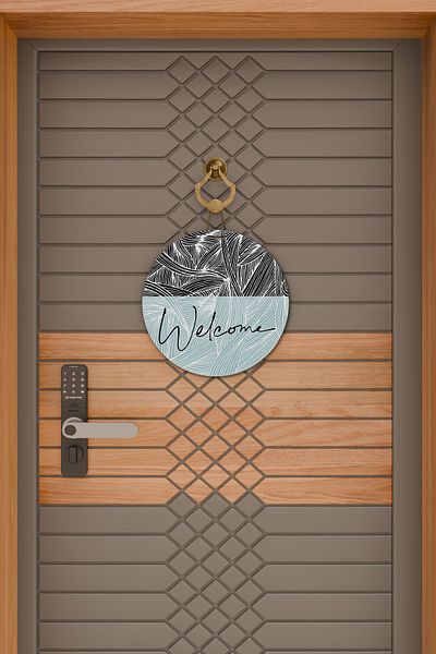Rugmood Μοντέρνο Στολίδι Πόρτας Μαύρο Τυρκουάζ Welcome Στολίδι Εξωτερικής Πόρτας