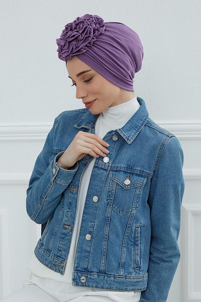 Aisha's Design غطاء رأس من القطن الممشط باللون الوردي - موديل B-21
