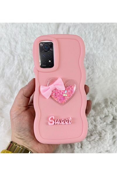 Vip Case Xiaomi Redmi Note 11 Pro / Note 12 Pro 4G متوافق مع شريط قلب ملون مفصل فضي متموج سويتي