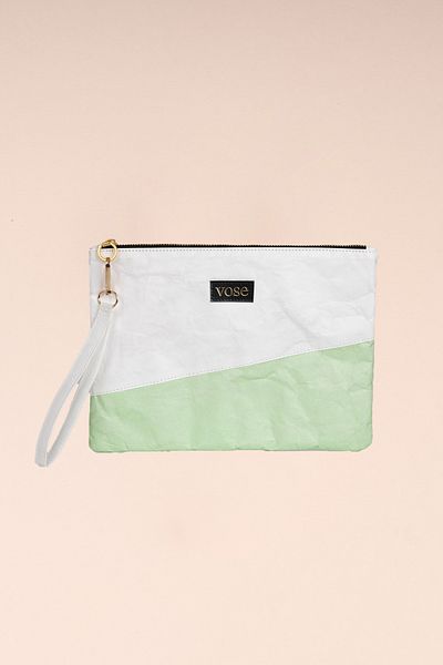 Vose Eco-Friendly and Durable Clutch Bag - White & Green