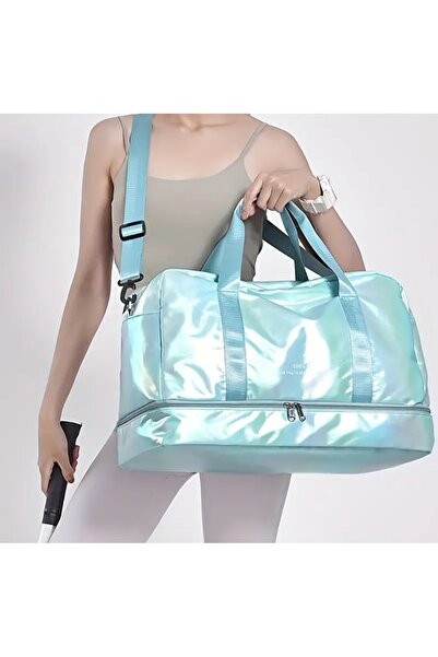 Alaçatı Bright Blue Women's Sports Bag, Large Capacity Luggage Bag, Multifunctional Bag