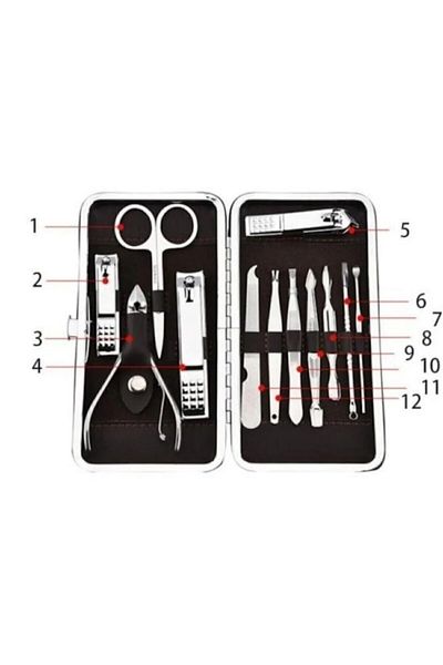 teknotrust Ingrown Nail Remover Nail Clipper Tweezers File 12 Piece Manicure Pedicure Set Bag Gift