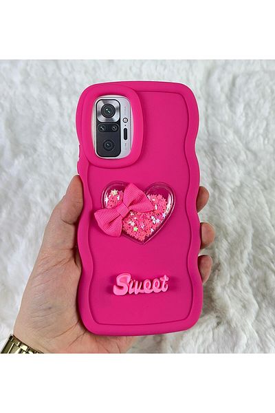 Vip Case Xiaomi Redmi Note 10 Pro - حافظة سويتي مموجة فضية مع تفاصيل شريط قلب ملون